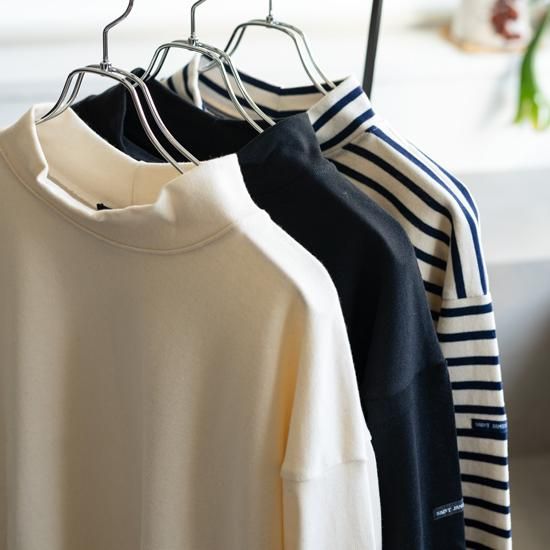 送料無料・SAINT JAMES】MOCKNECK OUESSANT 白×黒
