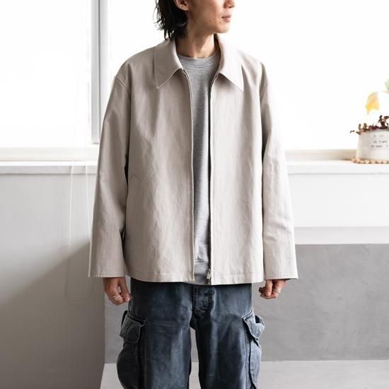 グランド牧場 セレクトセール LINEN COTTON Cale TWILL ”GREIGE”［グレージュ JACKET ZIP ジャケット・アウター