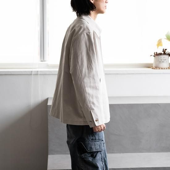 Cale コットンリネンツイル ジップジャケット ”GREIGE