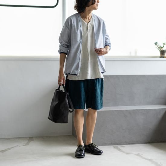 KIMURA narrowing cardigan ”blue check - CANCLINI”[ブルー KIMURA narrowing cardigan ”blue check - CANCLINI”[ブルー