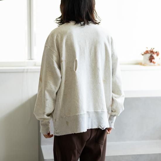 ANCELLM CRASH CREWNECK SWEAT SHIRT IVORY