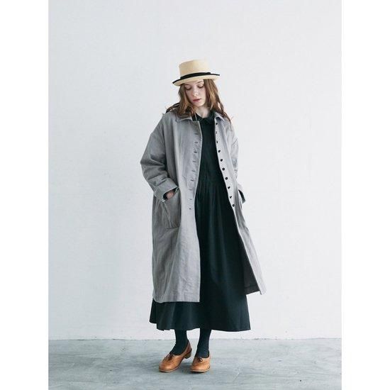 magali コットンリネンフラットカラーコート　ブルー magali コットンリネンフラットカラーコート ブルー