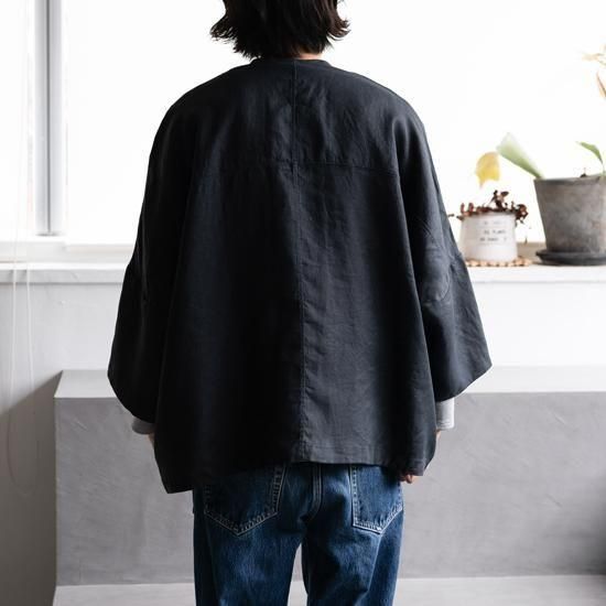 【激安大特価！】 MITTAN Maiden - ［JK-68］さざ波大麻ワイドジャケット［墨黒］ ジャケット・アウター