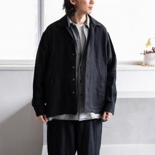 TOHNAI　GARMENT DYE LINEN STRIPE WORK SHIRT ”BLACK STRIPE”［ブラックストライプ］