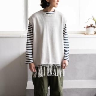トップス Fringe tweed vest laubeblanc Fringe tweed vest – L'AUBE BLANC