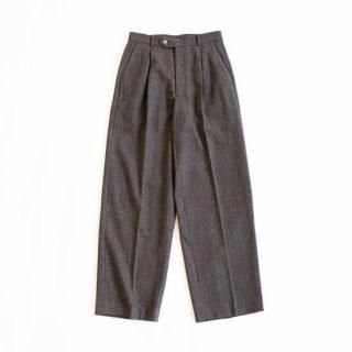 DELIYWOOL HERRINGBONE TUCK WIDE PANTS BrownɡΥ֥饦