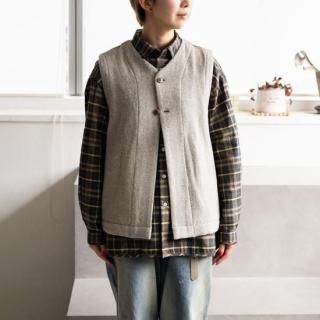 -yui-2BUTTON VESTMAT WEAVE LIGHT GRAYɡΥ饤ȥ졼