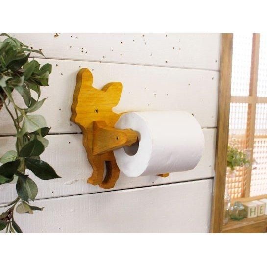 トイレットペーパーホルダー フレンチブルドッグ w20d12h21cm 軸