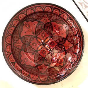 モロッコ 絵皿  ピンクレッド S/M/L/XL