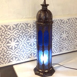 モロッコ ランプ  コラムL／ブルー