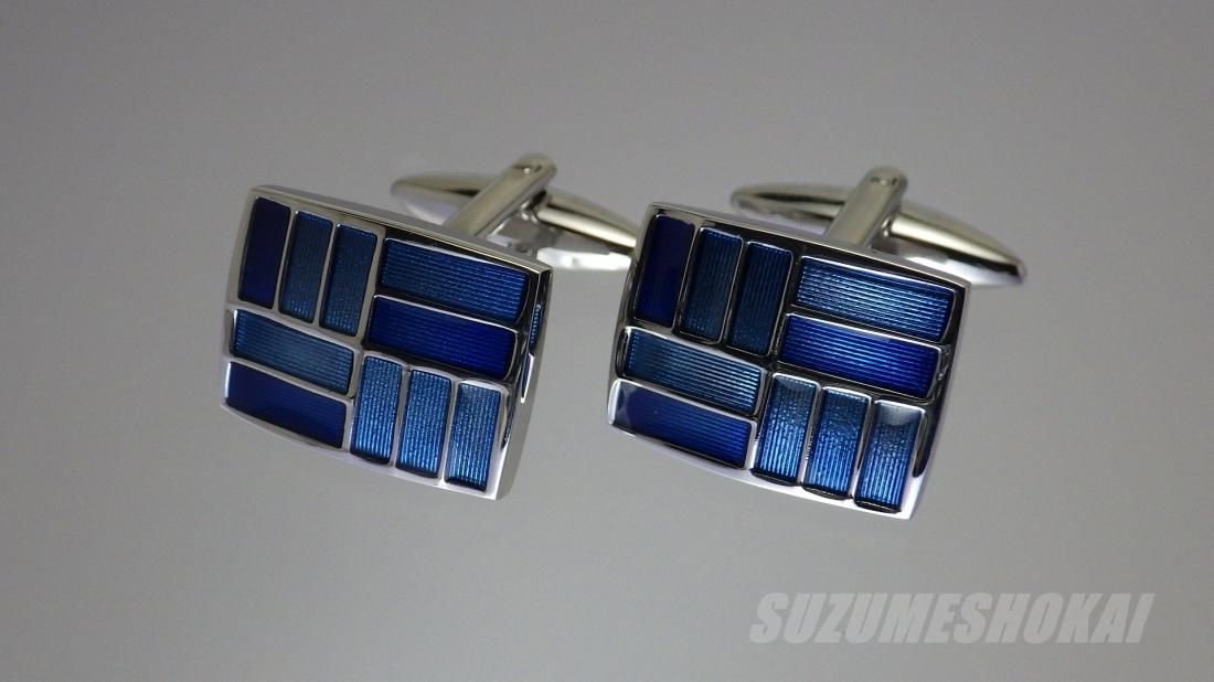 ブルーグラデーションのスクエアカフスボタン - カフスボタンの店 スズメ商会 ブルーグラデーションのスクエアカフスボタン - カフスボタンの店 スズメ商会