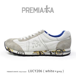PREMIATA WHITE プレミアータ ホワイト LUCY 206 メンズ 本革 厚底 大人スニーカー （pre-lucy206）