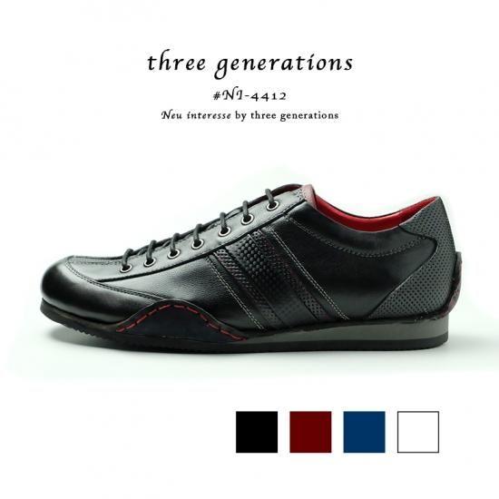 three generations スリージェネレーションズ 大人の本革 レザー スニーカー Neu interesse ノイ・インテレッセ  コラボモデル（tg4412ni）