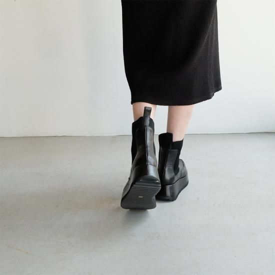 yuko Imanishi+ 本革 厚底モカシンサイドゴアブーツ (yuko737037)