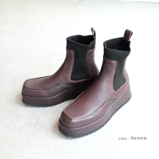 yuko Imanishi+ 本革 厚底モカシンサイドゴアブーツ (yuko737037)