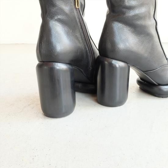 【36】MANA ♡ グラデーションヒール ショートブーツ ブラック MANA マナ 本革 ヒールショートブーツ （mana535370）