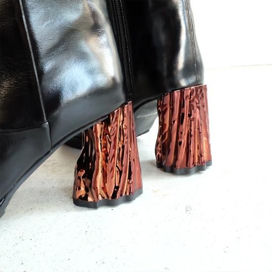 ✨現行品&未使用✨MANA マナ　レザーカット　ミュール　ブロンズ　23cm MANA マナ 本革 ロングブーツ （mana539020）