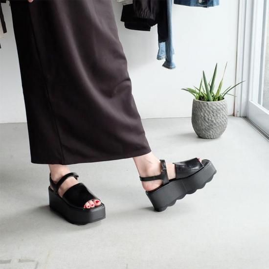MANAブラック ストラップサンダル MANA サンダル マナ メッシュストラップサンダル レディース