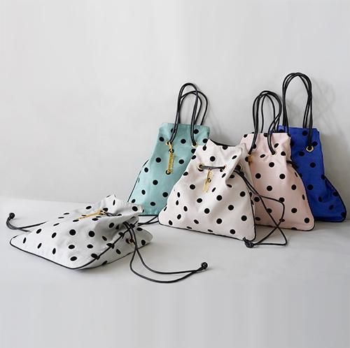 巾着 ドットシャンタン シルバー - charmantsac 巾着 ドットシャンタン シルバー - charmantsac