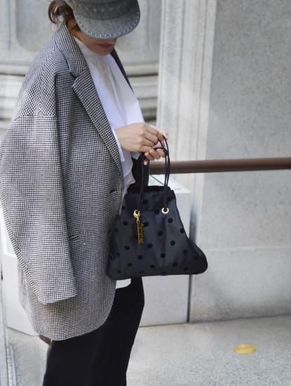 7/14. 22:00-巾着 ミニドットシャンタン ブラック - charmantsac