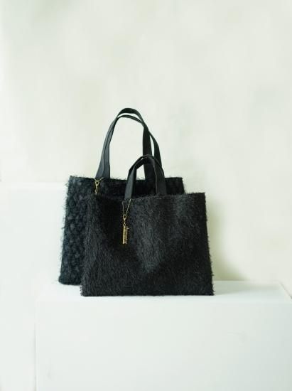 フリンジトート ブラック L (長毛) - charmantsac フリンジトート ブラック L (長毛) - charmantsac