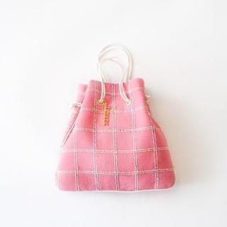 韓国 The barnnet ピンク 巾着型バッグ ツイード 韓国 The barnnet ピンク 巾着型バッグ ツイード 韓国 The