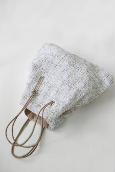 韓国 The barnnet ホワイトツイード巾着バッグ 韓国 The barnnet ホワイトツイード巾着バッグ 韓国 The barnnet