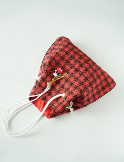 ファミリアコラボ ツイード巾着 レッド - charmantsac ファミリアコラボ ツイード巾着 レッド - charmantsac