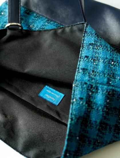 ファミリアコラボ ツイードトートバッグ ブルー - charmantsac ファミリアコラボ ツイードトートバッグ ブルー - charmantsac