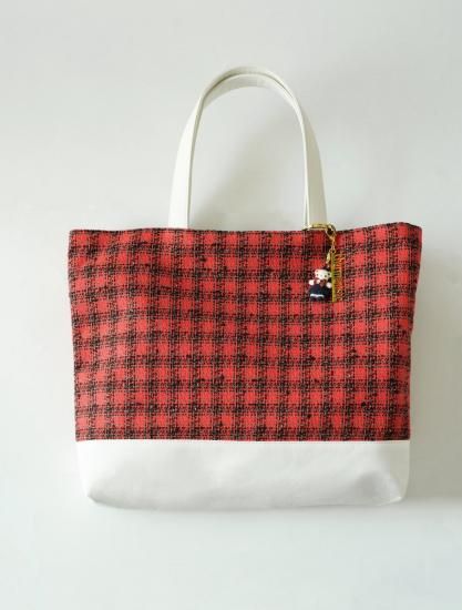 ファミリアコラボ ツイードトートバッグ レッド - charmantsac ファミリアコラボ ツイードトートバッグ レッド - charmantsac