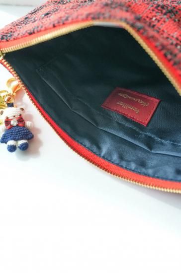 ファミリアコラボ ツイードポーチ レッド - charmantsac ファミリアコラボ ツイードポーチ レッド - charmantsac