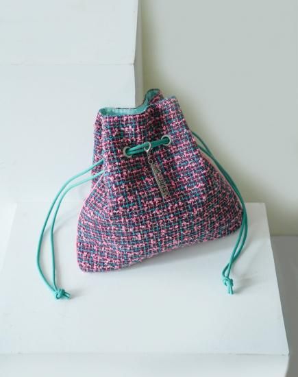 【新品・未開封】charmntsac 巾着 リントンツイード　ピンクシルバー 巾着 リントンツイード ピンク×シルバー - charmantsac