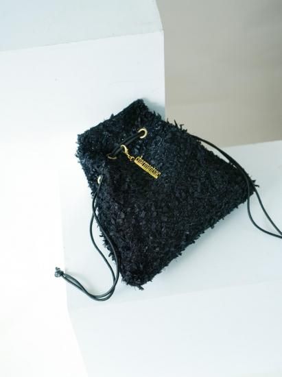 5/22. 22:00-再販 巾着 尾州ツイード ブラック - charmantsac
