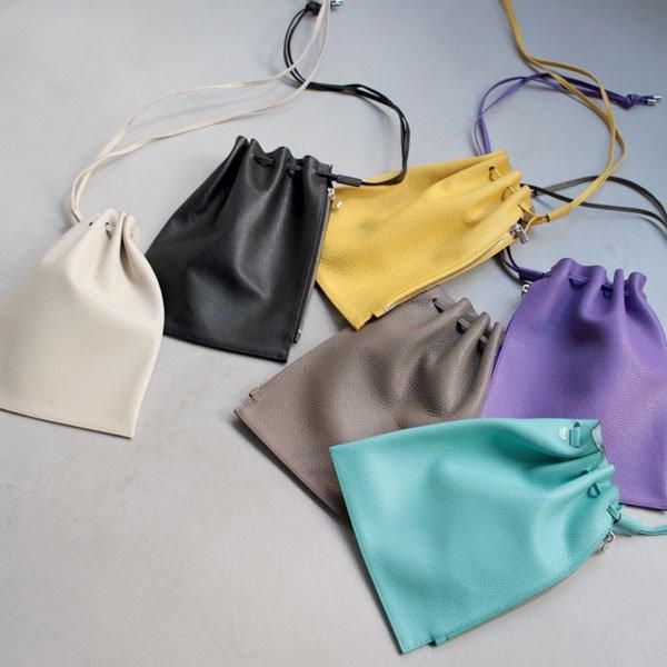 S.LEATHER ZIP DRAWSTRING M