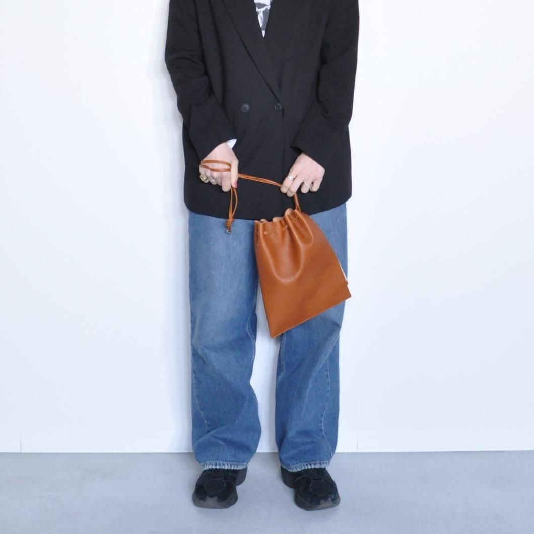 バッグ GEM KNOT DRAWSTING LEATHER BAG GEM KNOT DRAWSTING LEATHER BAG