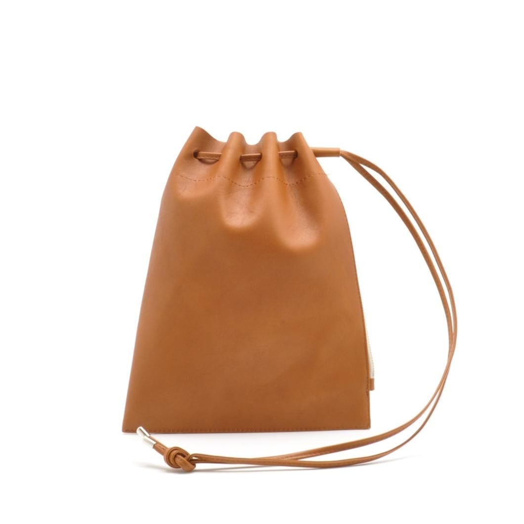 OILED SMOOTH LEATHER ZIP DRAWSTRING M - blancle online store