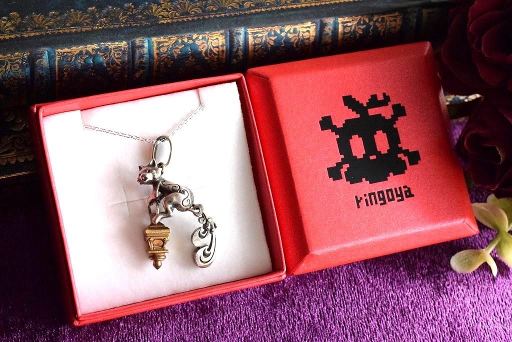 林檎屋】「ランタン猫又」シルバーネックレス《受注制作/納期約1ヶ月