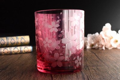 【ART空】「桜舞吹雪」金赤 グラス（品番29）