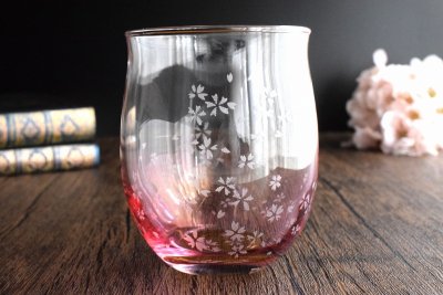 【ART空】「花桜舞々グラス」ピンク（品番28）