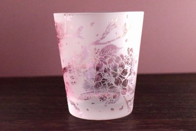 【ART空】「淡紫紅桜グラス」ピンク（品番31）