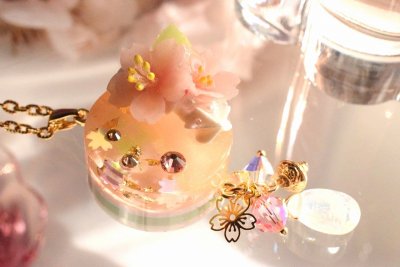 【a-Design】「春爛漫お花見ケーキ」ネックレス・ピンクゴールド（品番335）