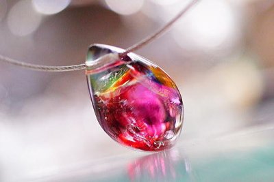 【La forme】「氷の薔薇 〜 Colorful 〜」ガラスペンダント（作品ID：3219）受注制作オーダー品