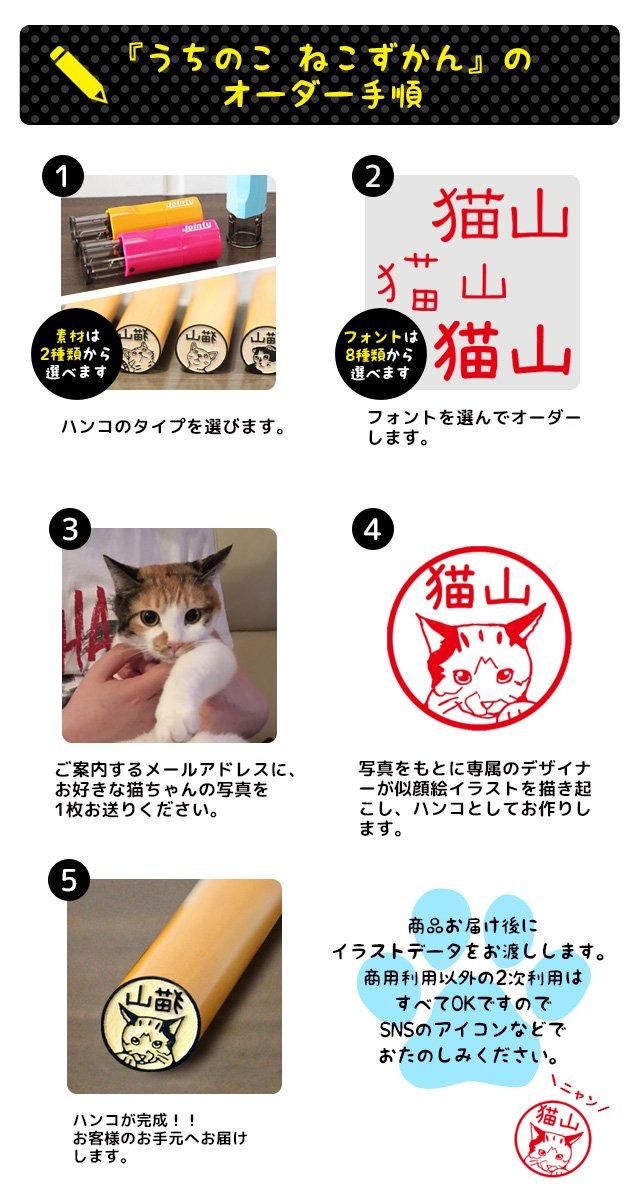 猫の印鑑 写真からつくるネコのはんこ「うちのこ ねこずかん」木彫り