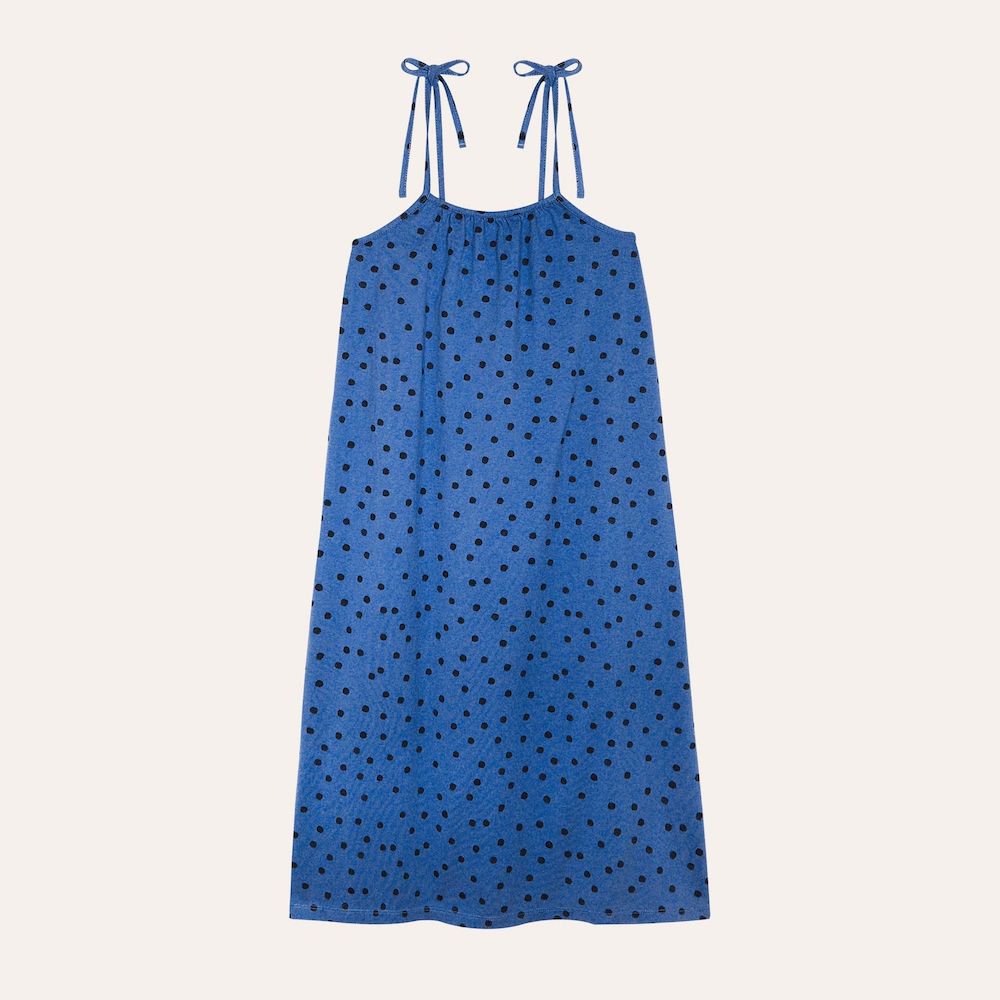 <img class='new_mark_img1' src='https://img.shop-pro.jp/img/new/icons10.gif' style='border:none;display:inline;margin:0px;padding:0px;width:auto;' />the campamento Blue Dots Dressの商品画像