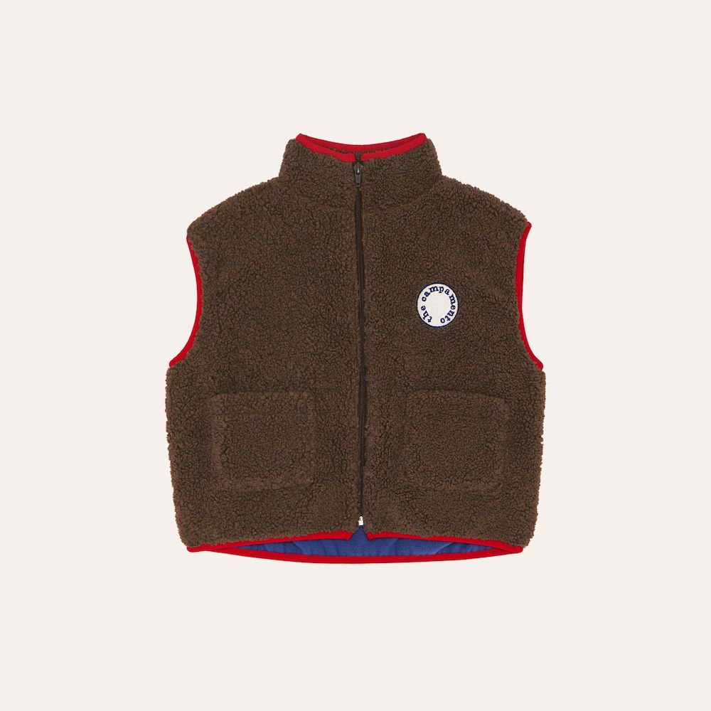 <img class='new_mark_img1' src='https://img.shop-pro.jp/img/new/icons22.gif' style='border:none;display:inline;margin:0px;padding:0px;width:auto;' />the campamento Brown Teddy Vestの商品画像