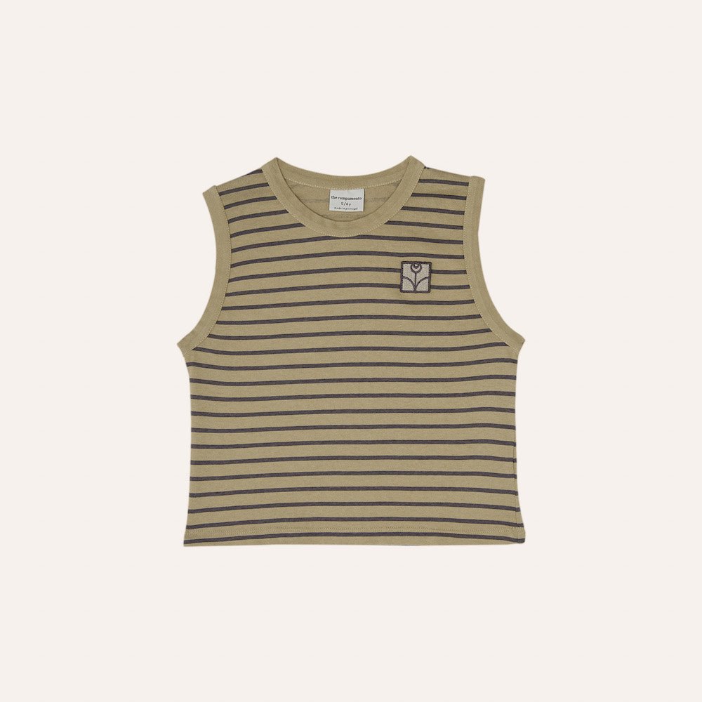 <img class='new_mark_img1' src='https://img.shop-pro.jp/img/new/icons10.gif' style='border:none;display:inline;margin:0px;padding:0px;width:auto;' />the campamento Brown Striped Kids Tank Topの商品画像
