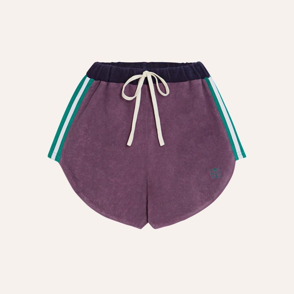 <img class='new_mark_img1' src='https://img.shop-pro.jp/img/new/icons10.gif' style='border:none;display:inline;margin:0px;padding:0px;width:auto;' />the campamento Purple Color Block Kids Shortsの商品画像