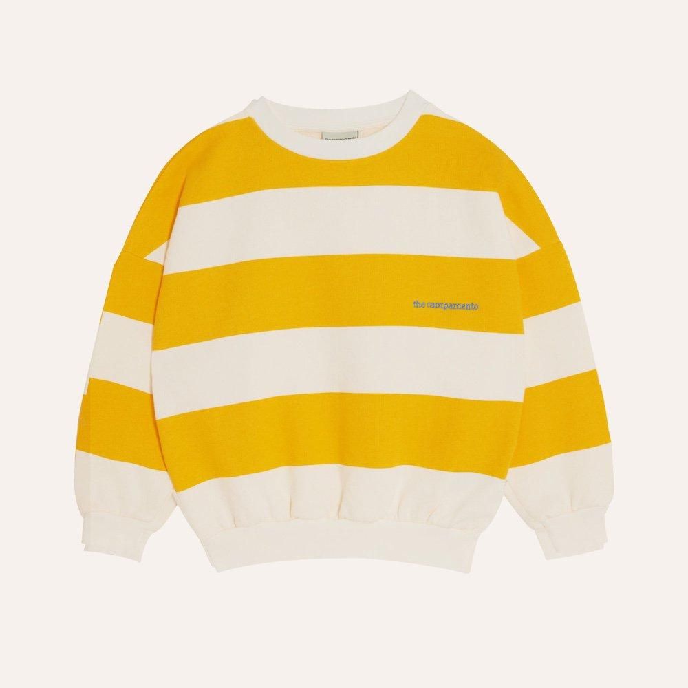 <img class='new_mark_img1' src='https://img.shop-pro.jp/img/new/icons10.gif' style='border:none;display:inline;margin:0px;padding:0px;width:auto;' />the campamento Yellow Stripes Oversized Kids Sweatshirtの商品画像