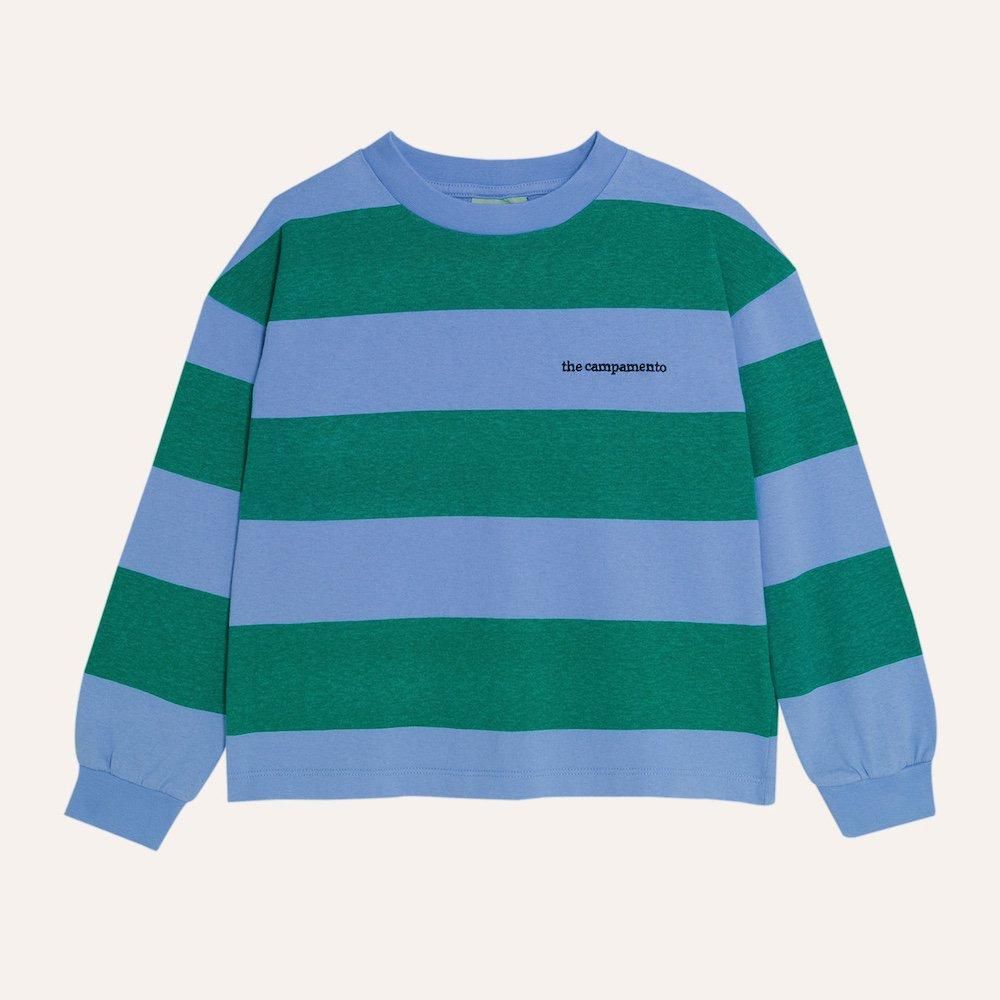 <img class='new_mark_img1' src='https://img.shop-pro.jp/img/new/icons10.gif' style='border:none;display:inline;margin:0px;padding:0px;width:auto;' />the campamento Green Stripes Long Sleeves Kids Shirtの商品画像
