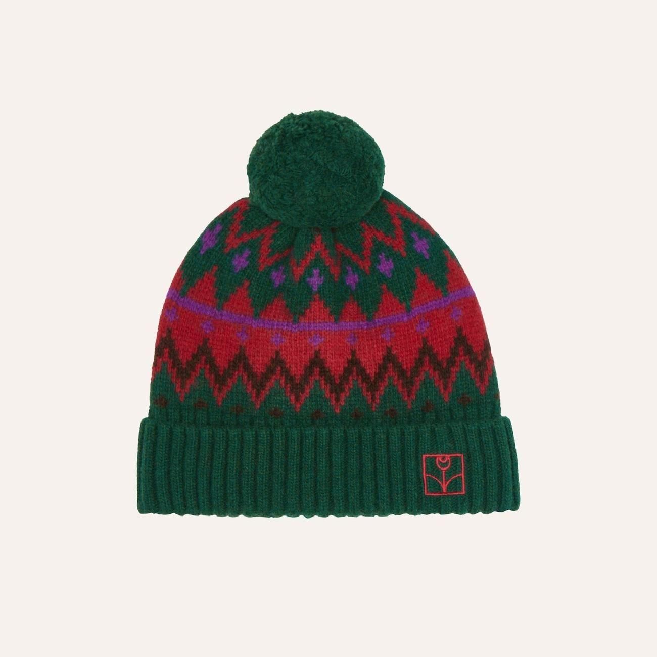 <img class='new_mark_img1' src='https://img.shop-pro.jp/img/new/icons10.gif' style='border:none;display:inline;margin:0px;padding:0px;width:auto;' />the campamento Zig Zag Green Beanieの商品画像